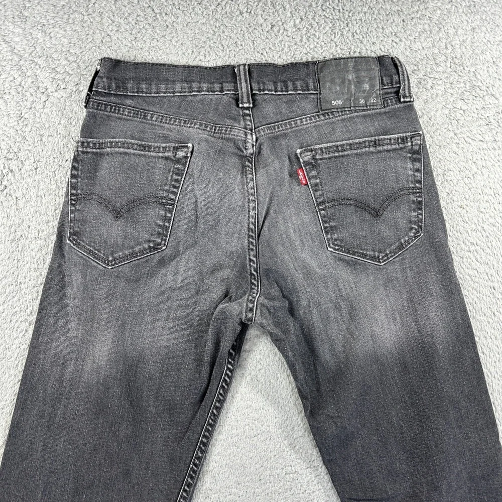 Levis 505 Jeans Mens 30x30* Gray Denim Pant Faded Regular Straight American Work